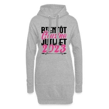 Annonce grossesse. bientôt Cousine Juillet 2023. - Sweat-shirt à capuche long Femme - gris chiné - Devant