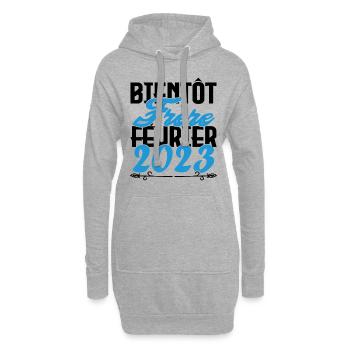 Annonce grossesse. bientôt Frère Février 2023. - Sweat-shirt à capuche long Femme - gris chiné - Devant