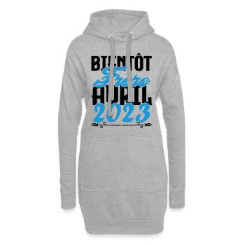 Cadeau Annonce grossesse bientôt Frère Avril 2023. - Sweat-shirt à capuche long Femme - gris chiné - Devant