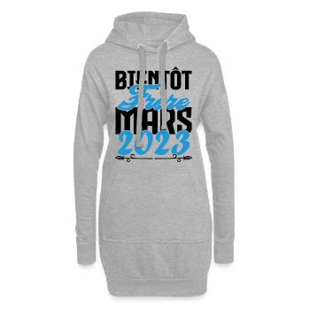 Cadeau Annonce grossesse. bientôt Frère Mars 2023. - Sweat-shirt à capuche long Femme - gris chiné - Devant