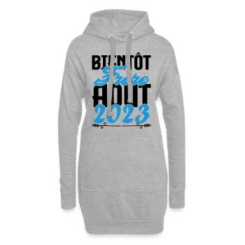 Cadeau Annonce grossesse. bientôt Frère Aout 2023. - Sweat-shirt à capuche long Femme - gris chiné - Devant