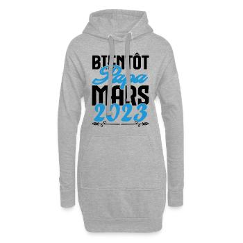 Cadeau Annonce grossesse. bientôt Papa Mars 2023. - Sweat-shirt à capuche long Femme - gris chiné - Devant