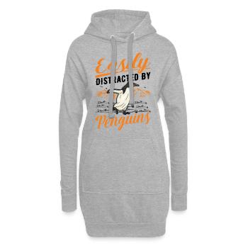 Easily distracted by Penguins Pinguin - Hoodie-Kleid - Grau meliert - Vorne