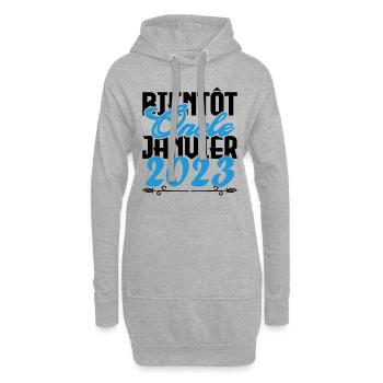 Annonce grossesse. bientôt Oncle Janvier 2023. - Sweat-shirt à capuche long Femme - gris chiné - Devant