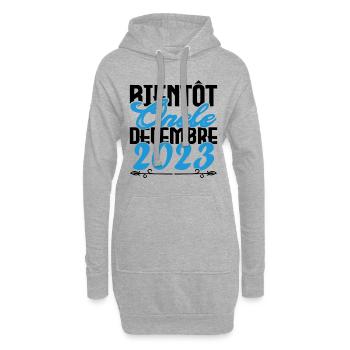 Annonce grossesse. bientôt Oncle Décembre 2023. - Sweat-shirt à capuche long Femme - gris chiné - Devant