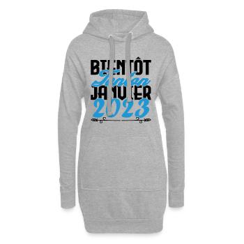 Annonce grossesse. bientôt Tonton Janvier 2023. - Sweat-shirt à capuche long Femme - gris chiné - Devant