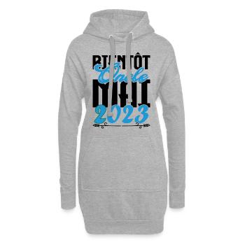 Cadeau Annonce grossesse. bientôt Oncle Mai 2023. - Sweat-shirt à capuche long Femme - gris chiné - Devant