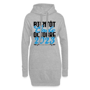 Annonce grossesse. bientôt Oncle Octobre 2023. - Sweat-shirt à capuche long Femme - gris chiné - Devant