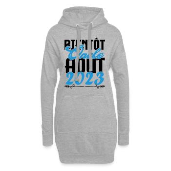 Cadeau Annonce grossesse. bientôt Oncle Aout 2023. - Sweat-shirt à capuche long Femme - gris chiné - Devant