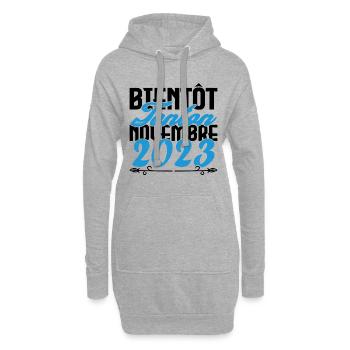 Annonce grossesse. bientôt Tonton Novembre 2023. - Sweat-shirt à capuche long Femme - gris chiné - Devant