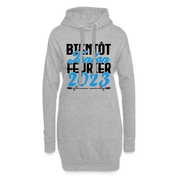 Annonce grossesse bientôt Tonton Février 2023 - Sweat-shirt à capuche long Femme - gris chiné - Devant