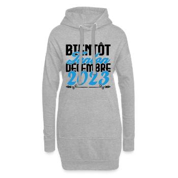 Annonce grossesse. bientôt Tonton Décembre 2023. - Sweat-shirt à capuche long Femme - gris chiné - Devant