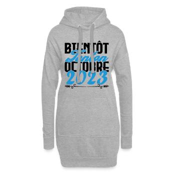 Annonce grossesse. bientôt Tonton Octobre 2023. - Sweat-shirt à capuche long Femme - gris chiné - Devant