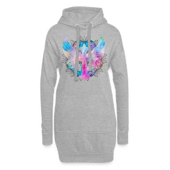 Croix du christianisme - Sweat-shirt à capuche long Femme - gris chiné - Devant