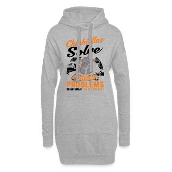Chinchilla Gift Woolly Short-tailed Chinchilla - Hoodie Dress - heather grey - Front