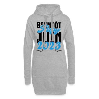 Cadeau Annonce grossesse bientôt Papy Juin 2023. - Sweat-shirt à capuche long Femme - gris chiné - Devant