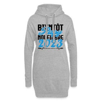 Annonce grossesse bientôt Papy Novembre 2023. Papy - Sweat-shirt à capuche long Femme - gris chiné - Devant