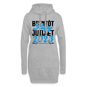 Cadeau Annonce grossesse bientôt Papy Juillet 2023 - Sweat-shirt à capuche long Femme - gris chiné - Devant