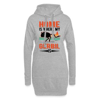 Home is where my Gerbil is Rennratte Rennmaus - Hoodie-Kleid - Grau meliert - Vorne