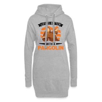 Das Leben ist besser mit einem Pangolin - Hoodie-Kleid - Grau meliert - Vorne