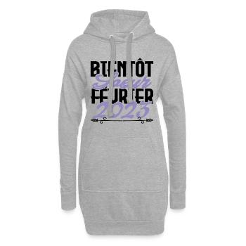 Annonce grossesse. bientôt Sœur Février 2023.soeur - Sweat-shirt à capuche long Femme - gris chiné - Devant