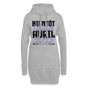 Annonce grossesse. bientôt Sœur Avril 2023.soeur - Sweat-shirt à capuche long Femme - gris chiné - Devant