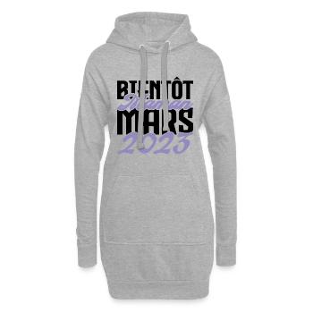 Annonce grossesse. bientôt Maman Mars 2023.maman - Sweat-shirt à capuche long Femme - gris chiné - Devant