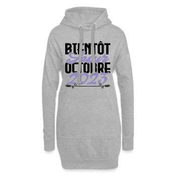 Annonce grossesse. bientôt Sœur Octobre 2023.soeur - Sweat-shirt à capuche long Femme - gris chiné - Devant