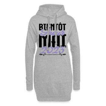 Annonce grossesse. bientôt Sœur Mai 2023.soeur - Sweat-shirt à capuche long Femme - gris chiné - Devant