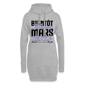 Annonce grossesse. bientôt Mamie Mars 2023. - Sweat-shirt à capuche long Femme - gris chiné - Devant
