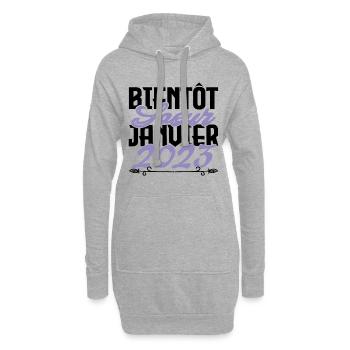 Annonce grossesse. bientôt Sœur Janvier 2023.soeur - Sweat-shirt à capuche long Femme - gris chiné - Devant