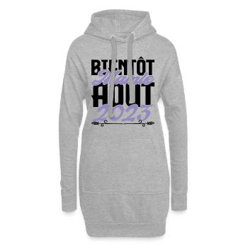 Annonce grossesse. bientôt Mamie Aout 2023. août. - Sweat-shirt à capuche long Femme - gris chiné - Devant