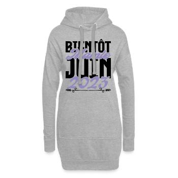 Annonce grossesse. bientôt Mamie Juin 2023. - Sweat-shirt à capuche long Femme - gris chiné - Devant