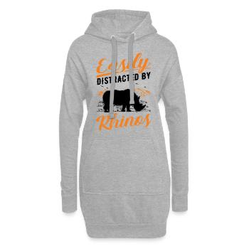 Easily distracted by Rhinos Nashorn - Hoodie-Kleid - Grau meliert - Vorne