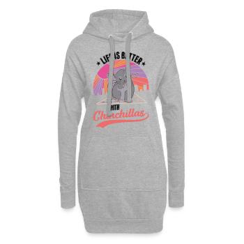 Das Leben ist besser mit Chinchillas - Hoodie-Kleid - Grau meliert - Vorne