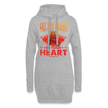 Laissez la paix de Dieu habiter dans votre Cœur - Sweat-shirt à capuche long Femme - gris chiné - Devant