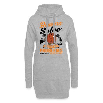 Biber Geschenk Biberdamm - Hoodie-Kleid - Grau meliert - Vorne