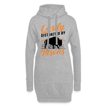 Facilement distrait par les bisons Buffle d’eau Buffle - Sweat-shirt à capuche long Femme - gris chiné - Devant