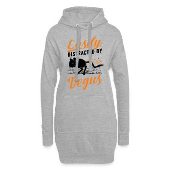 Easily distracted by Degus - Hoodie-Kleid - Grau meliert - Vorne