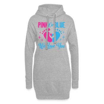 Pink Oder Blau We Love You Baby Gender Reveal - Hoodie-Kleid - Grau meliert - Vorne