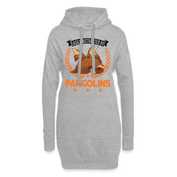 Facilement distrait par les Pangolins - Sweat-shirt à capuche long Femme - gris chiné - Devant