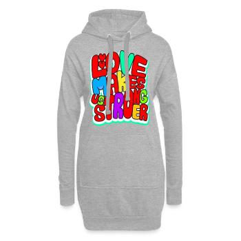 L’amour nous rend plus forts - Sweat-shirt à capuche long Femme - gris chiné - Devant