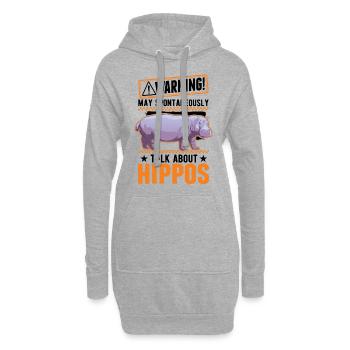 Avertissement Hippo Hippo Hippo Hippo Hippo - Sweat-shirt à capuche long Femme - gris chiné - Devant