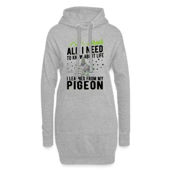 Taube Taubenzüchter Stadttaube - Hoodie-Kleid - Grau meliert - Vorne