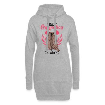 Marmotte folle Femme Crazy Groundhog dame - Sweat-shirt à capuche long Femme - gris chiné - Devant