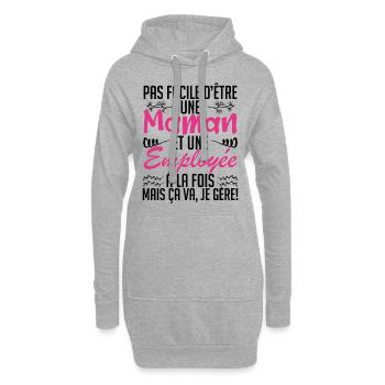 pas facile d'être une maman et une Employée - Sweat-shirt à capuche long Femme - gris chiné - Devant
