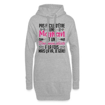 pas facile d'être une maman et une Documentaliste - Sweat-shirt à capuche long Femme - gris chiné - Devant