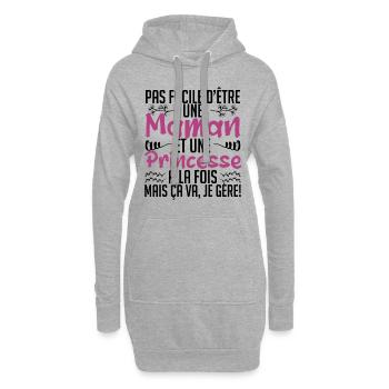 pas facile d'être une maman et une Princesse. - Sweat-shirt à capuche long Femme - gris chiné - Devant