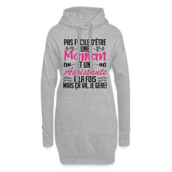 pas facile d'être une maman et une Assistante. - Sweat-shirt à capuche long Femme - gris chiné - Devant