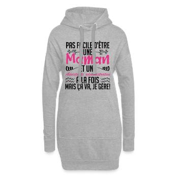 d'être une maman et une Assistante administrative. - Sweat-shirt à capuche long Femme - gris chiné - Devant